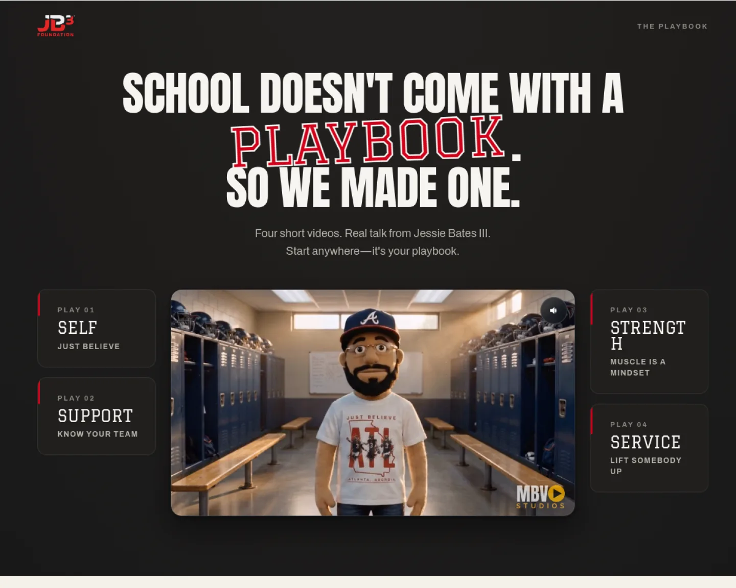 Real desktop screenshot of the JB3 Playbook website